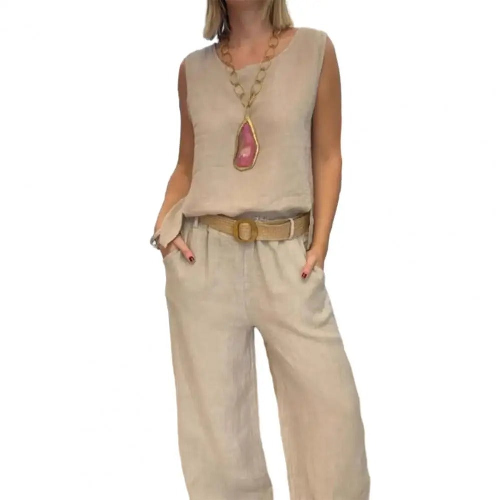 Completo da donna in 2 pezzi - Pantaloni lunghi e Maglia senza maniche