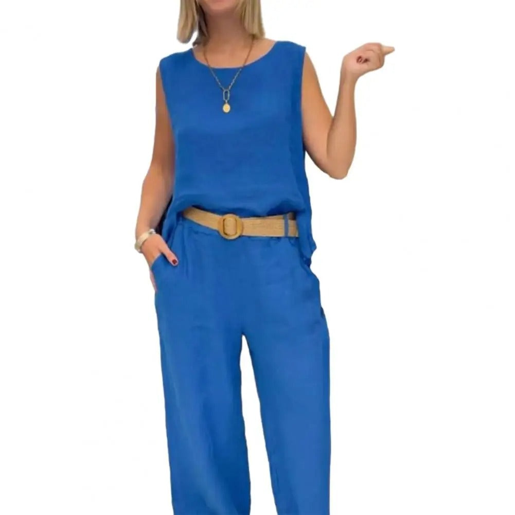 Completo da donna in 2 pezzi - Pantaloni lunghi e Maglia senza maniche