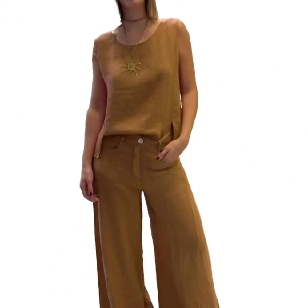 Completo da donna in 2 pezzi - Pantaloni lunghi e Maglia senza maniche