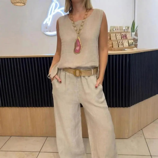 Completo da donna in 2 pezzi - Pantaloni lunghi e Maglia senza maniche
